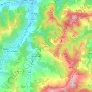 Mapa topográfico Tignano, altitude, relevo