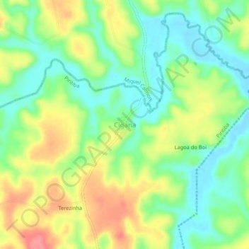 Mapa topográfico Cigana, altitude, relevo