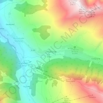 Mapa topográfico Pierre-Grosse, altitude, relevo