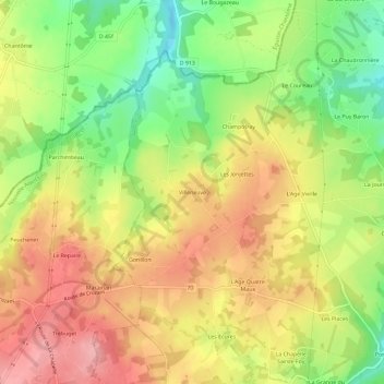 Mapa topográfico Villeneuve, altitude, relevo