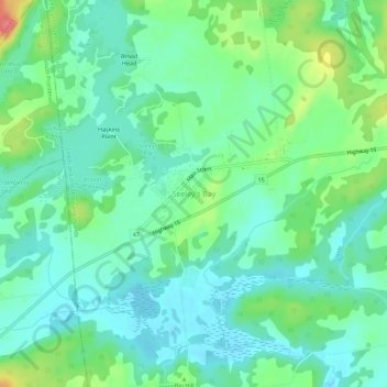 Mapa topográfico Seeley's Bay, altitude, relevo