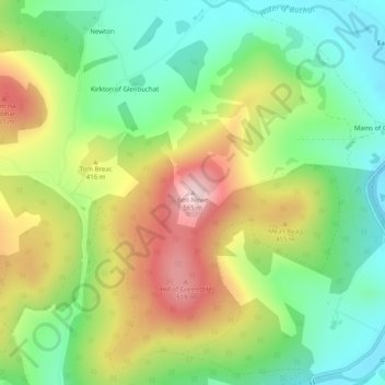 Mapa topográfico Ben Newe, altitude, relevo