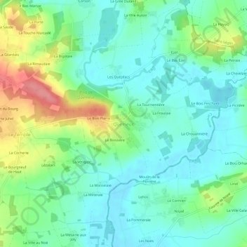 Mapa topográfico Quelneuc, altitude, relevo