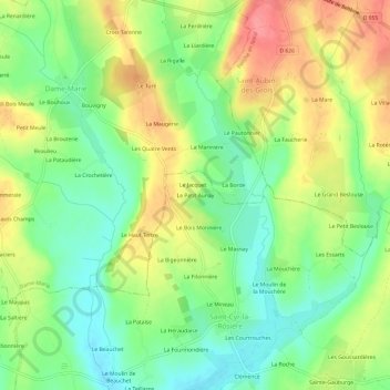 Mapa topográfico Le Petit Aunay, altitude, relevo
