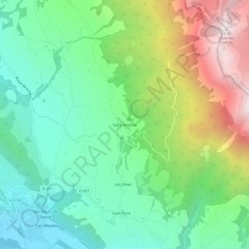 Mapa topográfico Saint Antoine, altitude, relevo