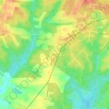 Mapa topográfico Clayville, altitude, relevo