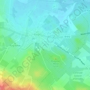 Mapa topográfico Les Alicantes, altitude, relevo