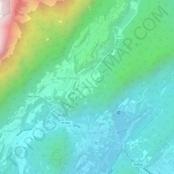 Mapa topográfico Vallene, altitude, relevo