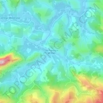 Mapa topográfico São Francisco de Assis, altitude, relevo