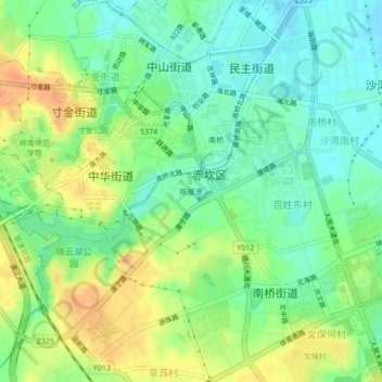 Mapa topográfico 陈屋港, altitude, relevo