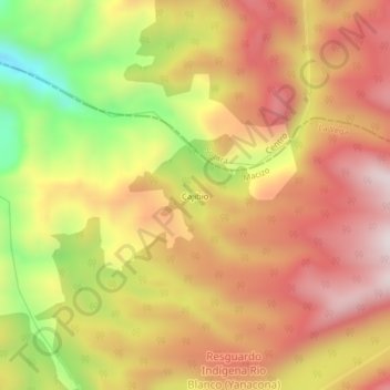 Mapa topográfico Cajibio, altitude, relevo