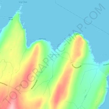 Mapa topográfico Blackhead, altitude, relevo