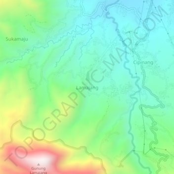 Mapa topográfico Lamajang, altitude, relevo