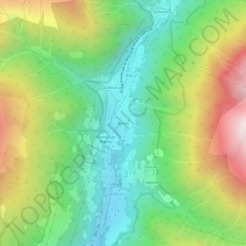 Mapa topográfico Bondo, altitude, relevo