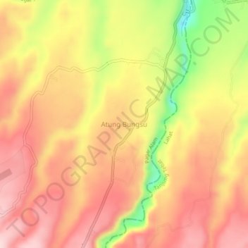 Mapa topográfico Atung Bungsu, altitude, relevo