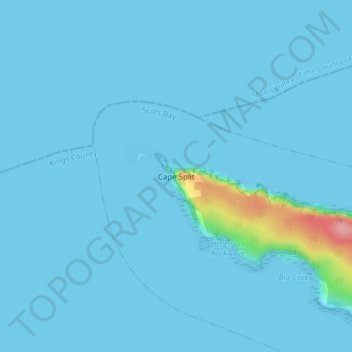 Mapa topográfico Cape Split, altitude, relevo