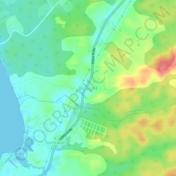 Mapa topográfico Bipaga I, altitude, relevo