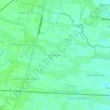 Mapa topográfico Watutulis, altitude, relevo