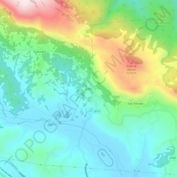 Mapa topográfico Gallo, altitude, relevo