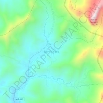 Mapa topográfico Dom Viçoso, altitude, relevo