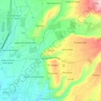 Mapa topográfico Isimbo, altitude, relevo