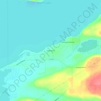 Mapa topográfico Greenwyck, altitude, relevo