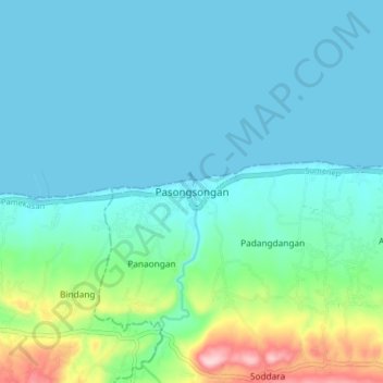 Mapa topográfico Pasongsongan, altitude, relevo