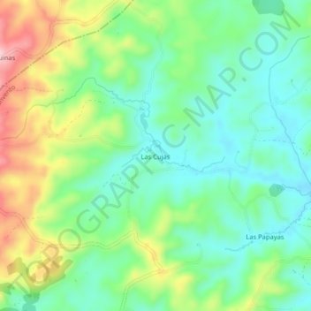 Mapa topográfico Las Cujas, altitude, relevo