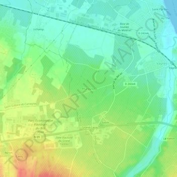 Mapa topográfico Pruneyron, altitude, relevo