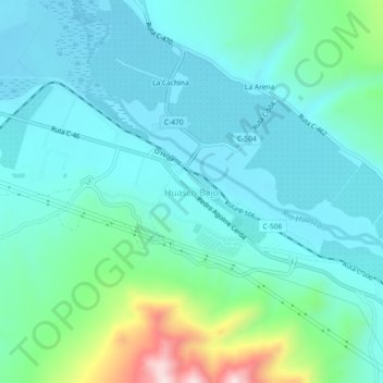 Mapa topográfico Huasco Bajo, altitude, relevo