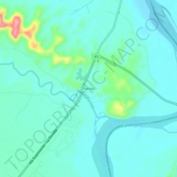 Mapa topográfico Purnio, altitude, relevo