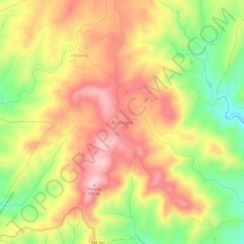 Mapa topográfico Avidagos, altitude, relevo