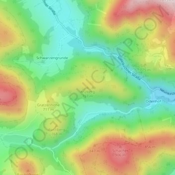 Mapa topográfico Anzberg, altitude, relevo