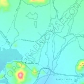 Mapa topográfico Las Colmenas, altitude, relevo