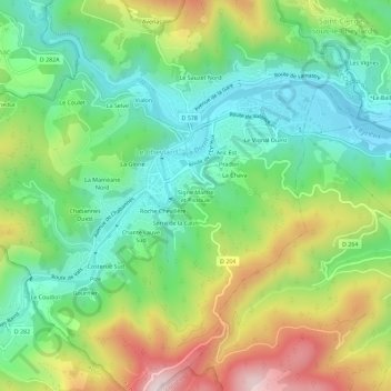 Mapa topográfico Signe Martre et Pissoule, altitude, relevo