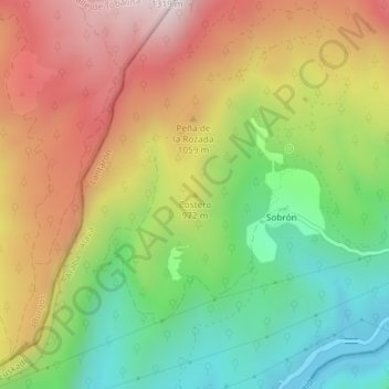 Mapa topográfico Costero, altitude, relevo