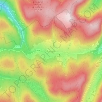 Mapa topográfico Grand Valtin, altitude, relevo
