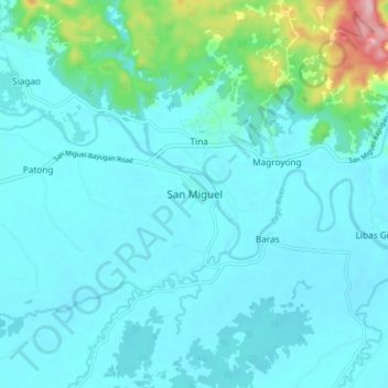 Mapa topográfico San Miguel, altitude, relevo