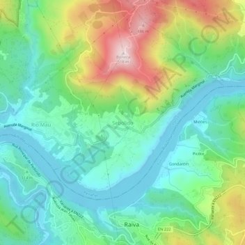 Mapa topográfico Sebolido, altitude, relevo