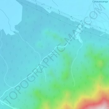 Mapa topográfico Piroás, altitude, relevo