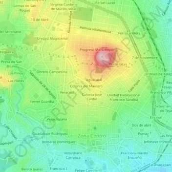 Mapa topográfico Colonia del Maestro, altitude, relevo