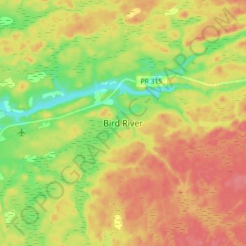 Mapa topográfico Bird River, altitude, relevo