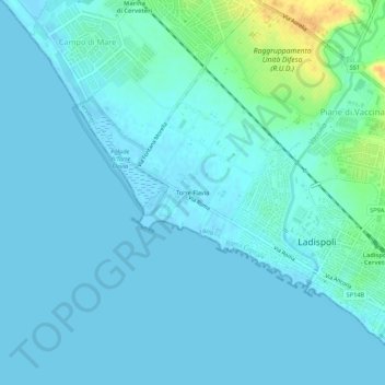 Mapa topográfico Torre Flavia, altitude, relevo