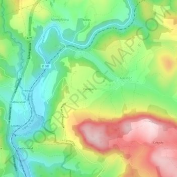 Mapa topográfico Corréjac, altitude, relevo