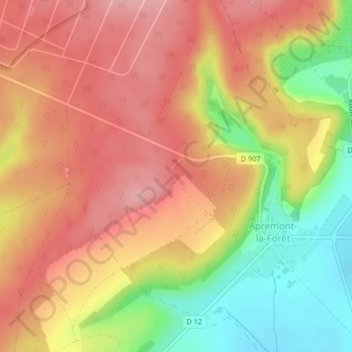Mapa topográfico Le Jura, altitude, relevo