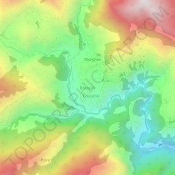 Mapa topográfico Binayak, altitude, relevo