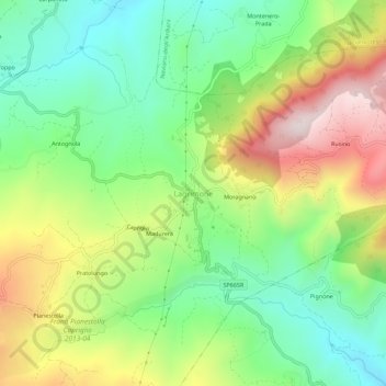 Mapa topográfico Lagrimone, altitude, relevo