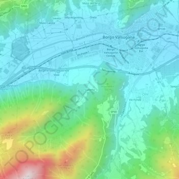 Mapa topográfico Stalletta, altitude, relevo