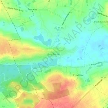 Mapa topográfico Lake Frances, altitude, relevo