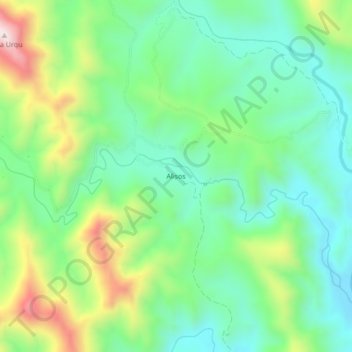 Mapa topográfico Alisos, altitude, relevo
